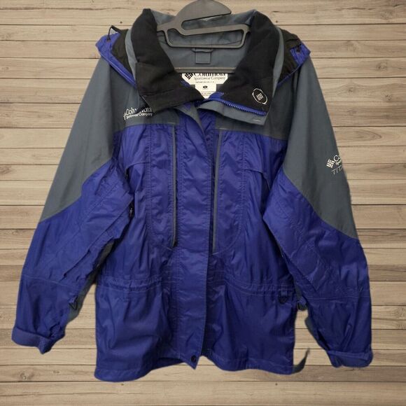 Columbia TITANIUM Jacket Waterproof OmniTech Snowboard Ski Shell Blue Women's L - Picture 1 of 16